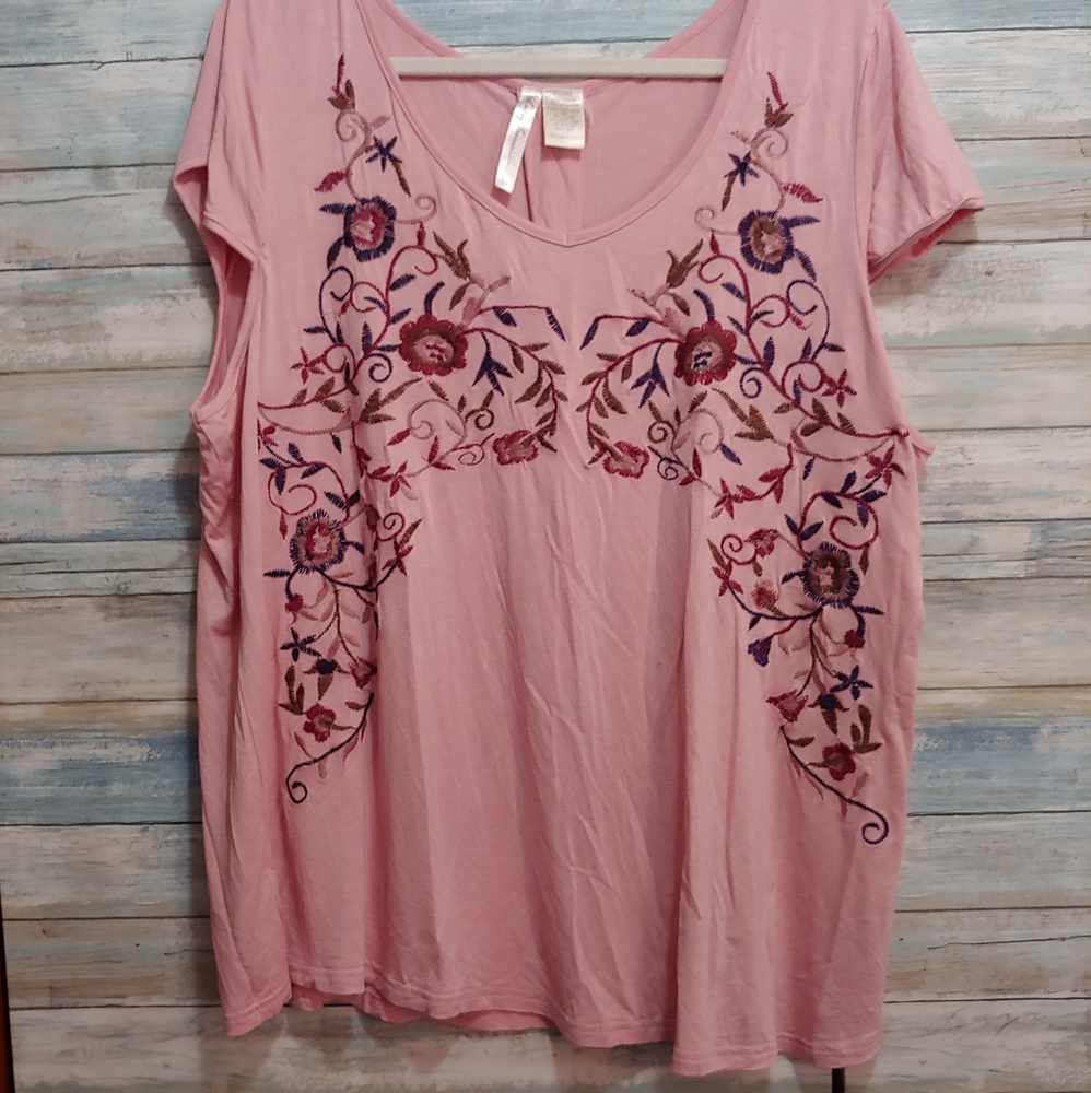 Never Worn Cap Sleeve Embrodered Tee 3X